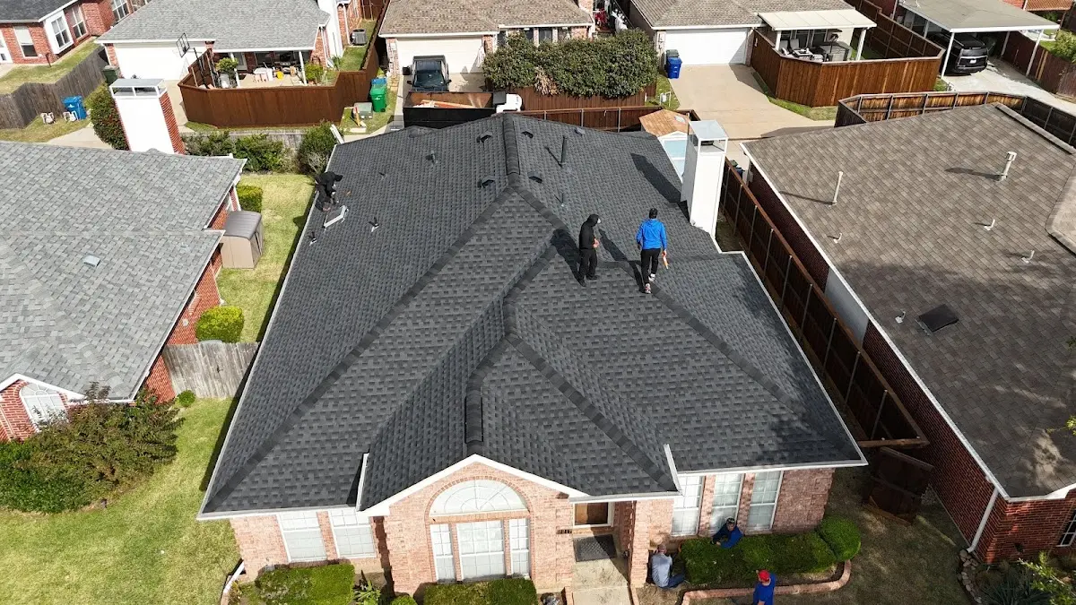 Slate & Tile Roof Repair work in progress on a Texas City property